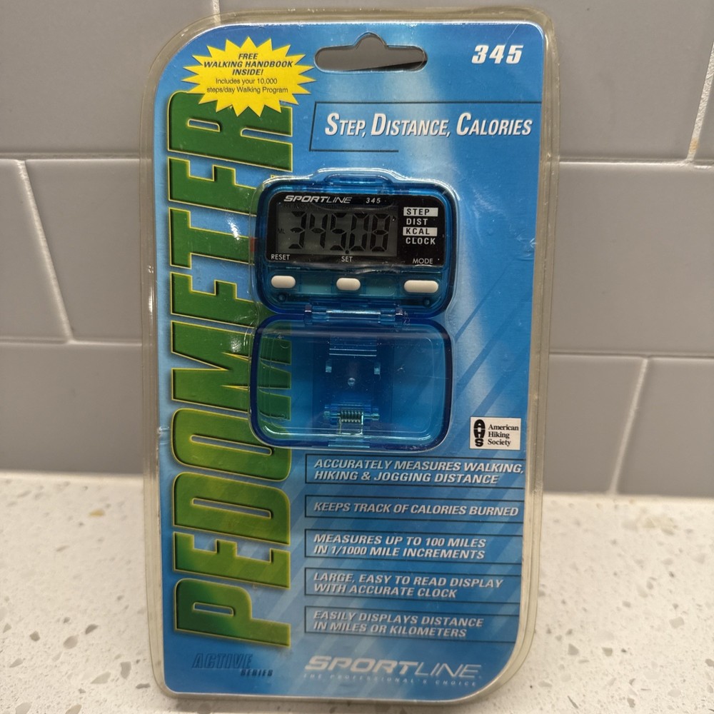 Sportline Pedometer Active Series Model 345 Basic Steps Distance Calories -New-