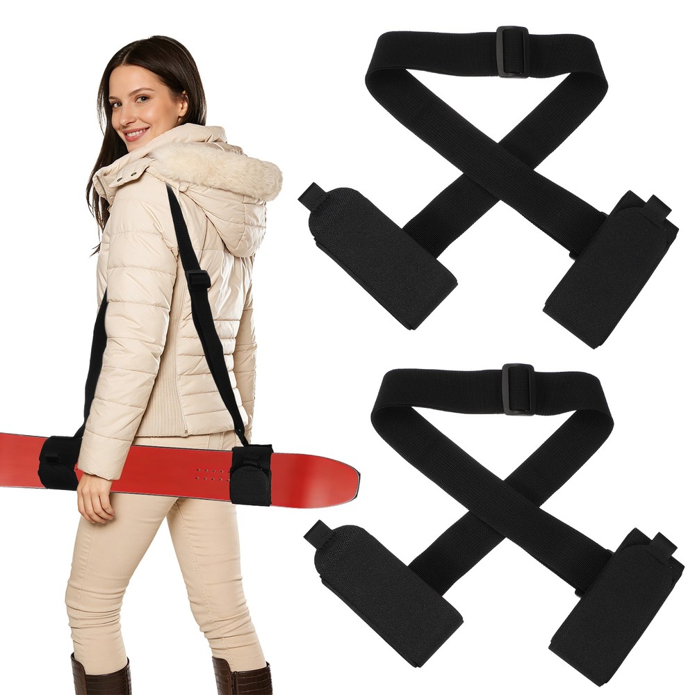 Ski Strap, Adjustable Ski Carrier Shoulder Straps,2Pcs& Black & 45.7"