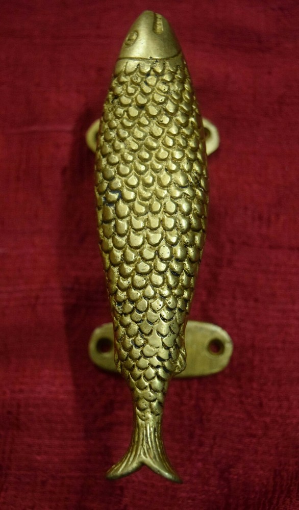 Nautical Fish Shape Pair Door Pull Door Handle Brass Wardrobe Handle Decor VR189