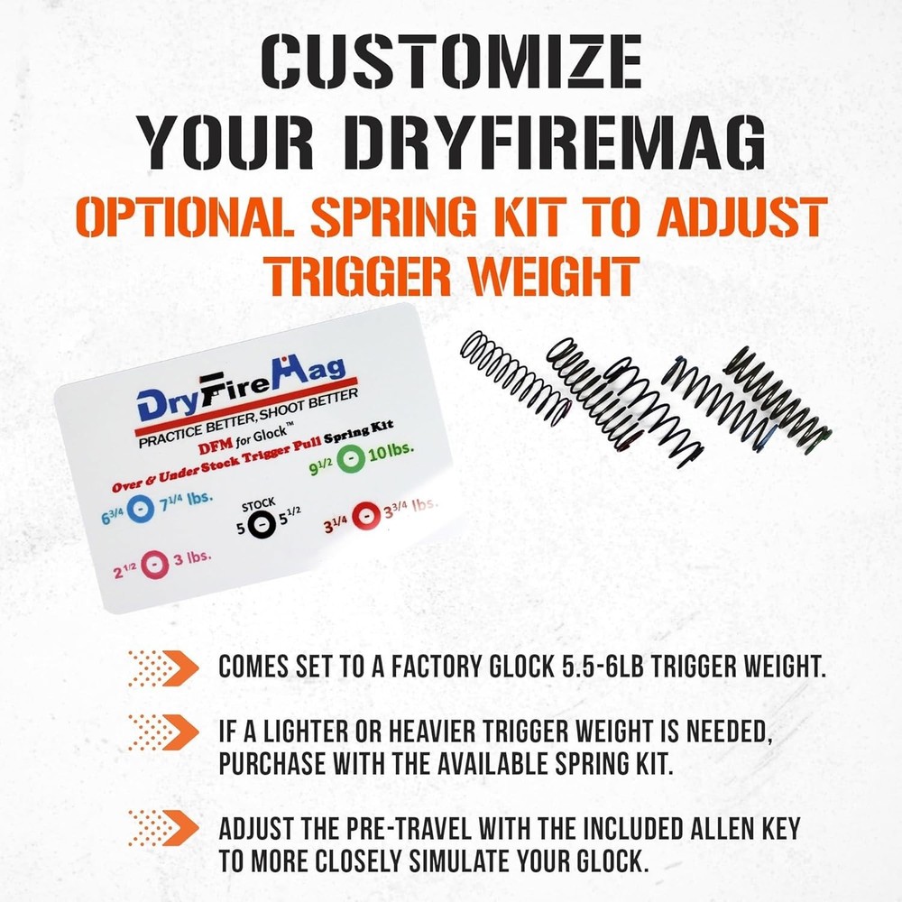Glock Dry Fire Mag with Spring Kit - Gen 3/4/5/6