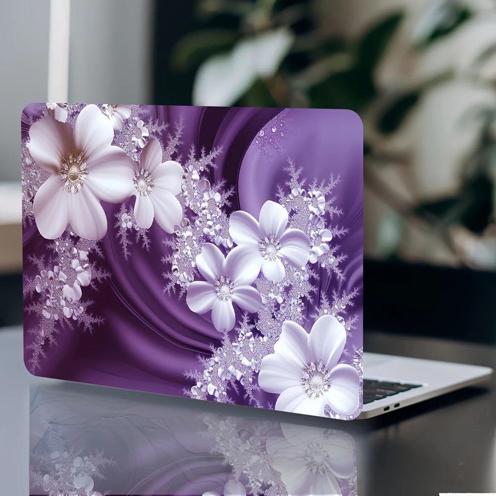 2Pcs Floral Pattern Laptop Sticker Protective Case Waterproof Scratch Resistant