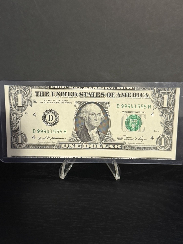 1981   $1 Dollar Bill with Misaligned, Misprint, and Miscut Offset Error