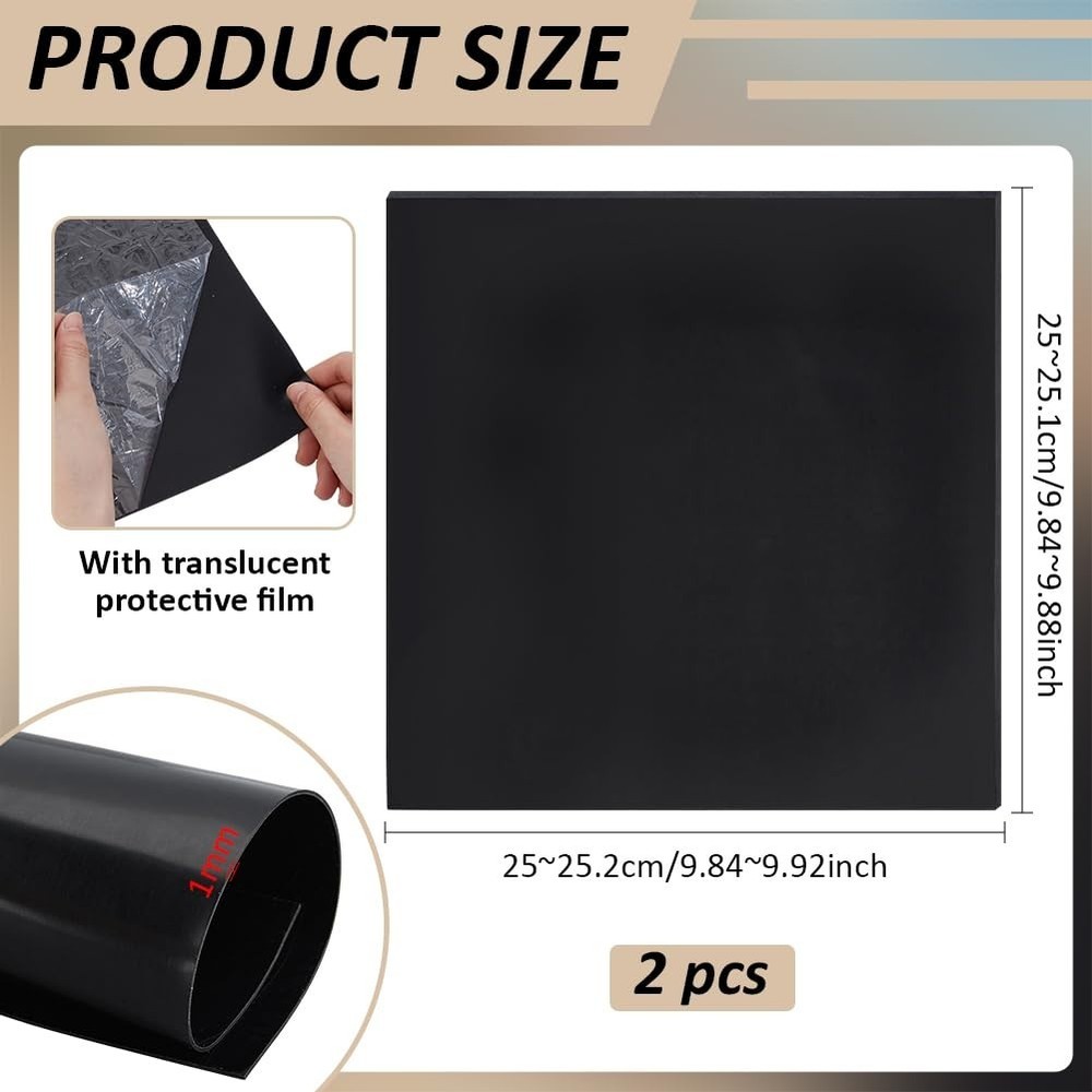 2Pcs 10x10Inch Silicone Rubber Sheets, Black High Temperature Rsistant Rubber...