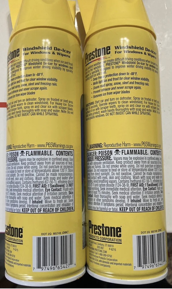 2 Pack-PRESTONE Windshield De-Icer-Spray Canister (17 oz.) Built In Ice Scraper