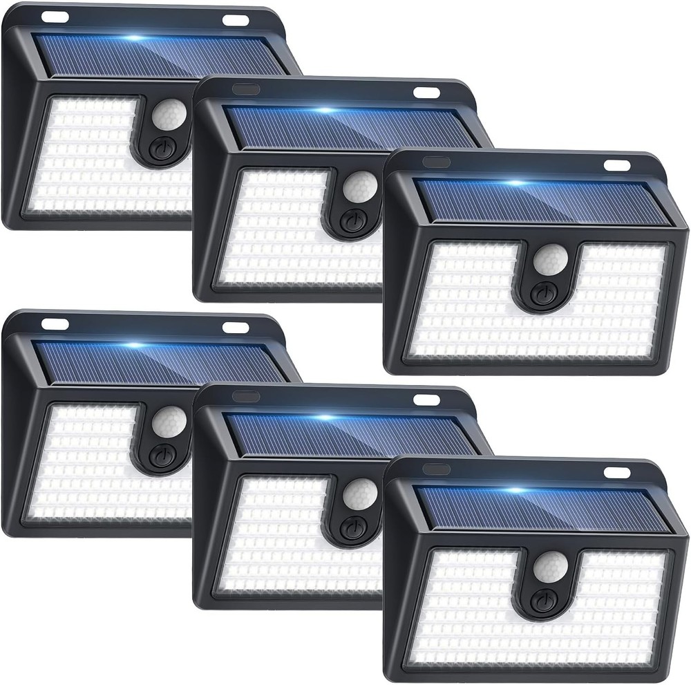 6 Pack Solar Motion Sensor Lights - 800 Lumen Outdoor Security Bright Lights