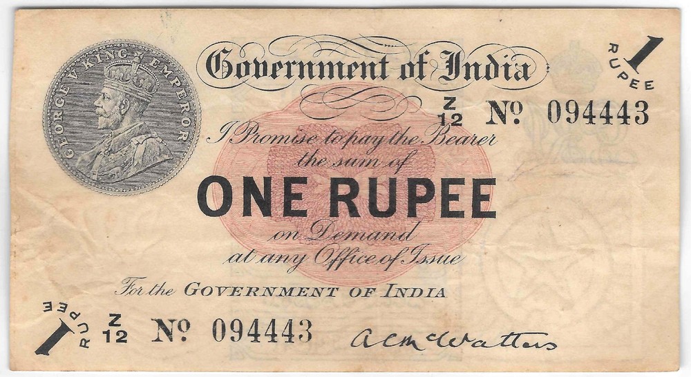 One Rupee - Banknote - India - Year 1917 - Pick 1e