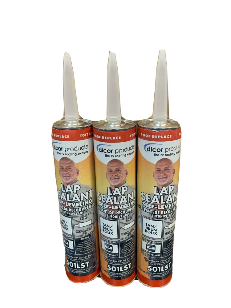 Dicor 501LST-1 Self-Leveling Lap Sealant Tan 10.3oz Tube for Roof Repair(3-Pack)