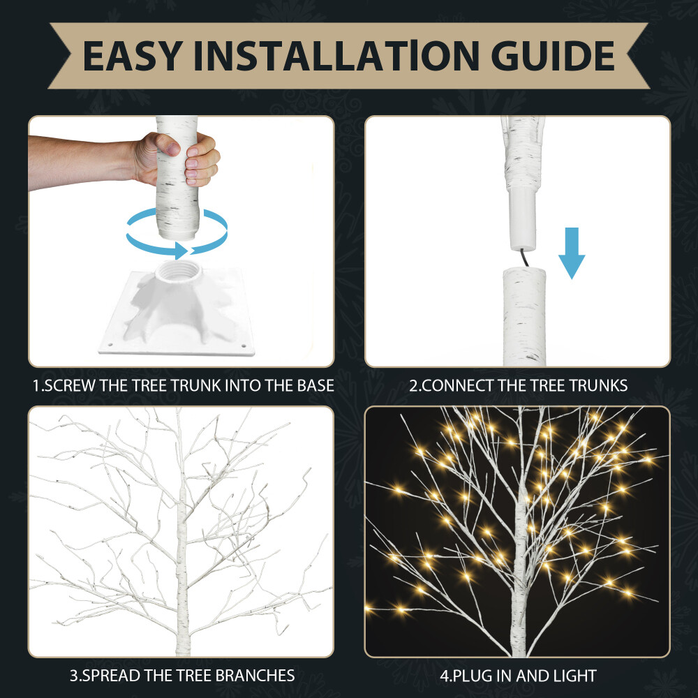 Artificial Tree w/ LED Lights Christmas Tree for ​Decoration Inside and Outside