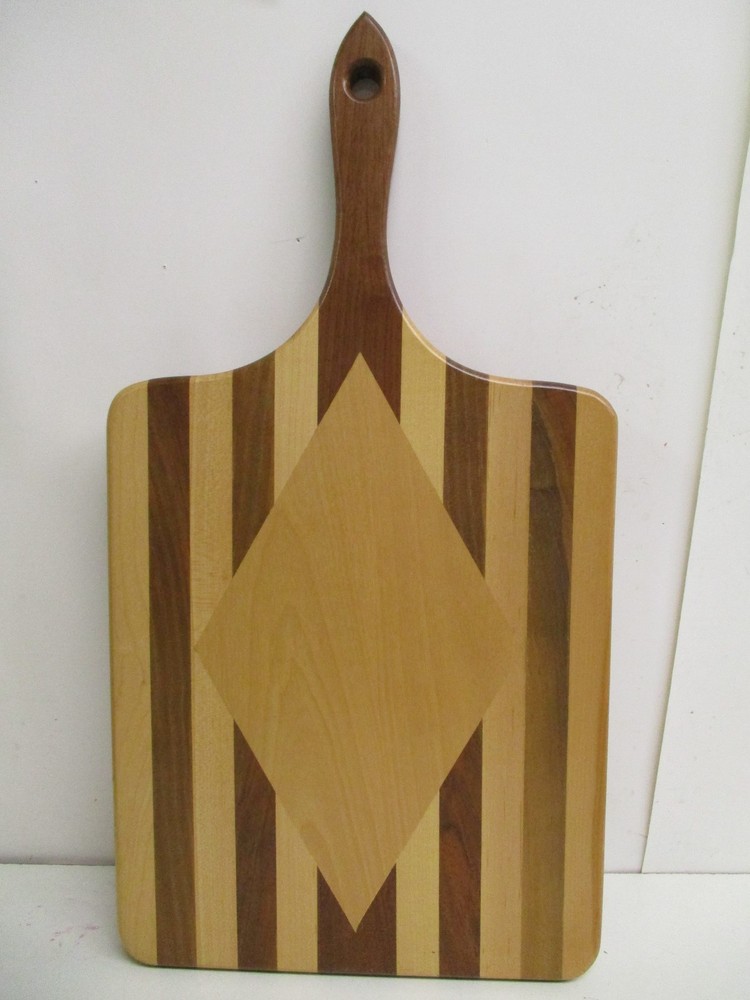 Wood Striped check Inlay Reversible Cutting Board