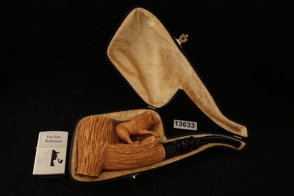 Wolf Block Meerschaum Pipe with custom case 13633