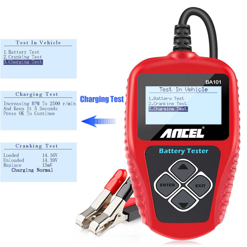 ANCEL BA101 12V Car Battery Load Tester 100~2000CCA Analyzer with Protective Bag