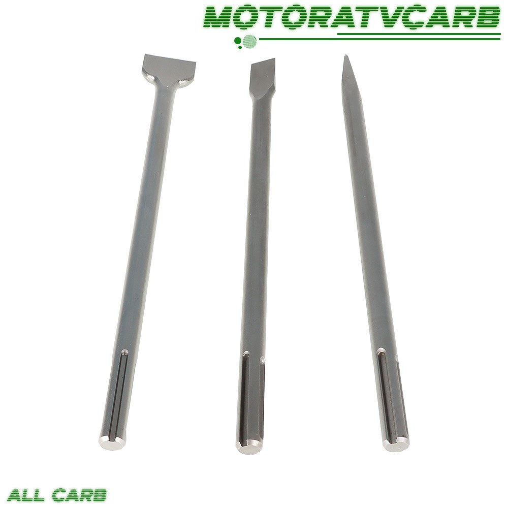 ALL-CARB 3 Pcs 16" SDS Max Bits Set Long-Point Chisel Scaling Chisel Flat Chisel