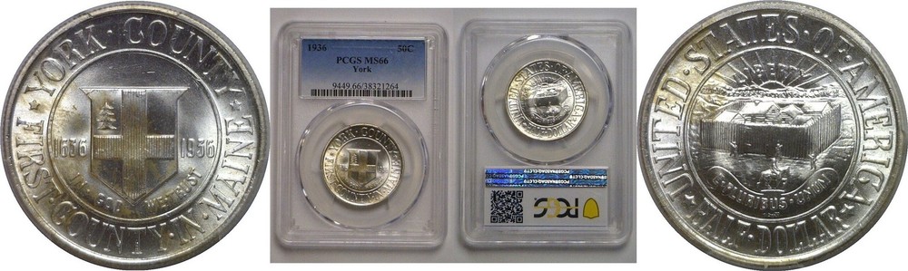 1936 York Commemorative Half Dollar   PCGS MS-66