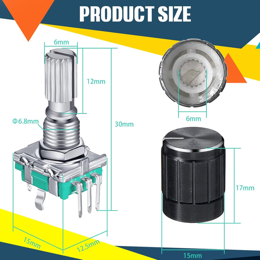 10 Pcs 360 Degree Rotary Encoder Code Switch Digital Potentiometer with Push But