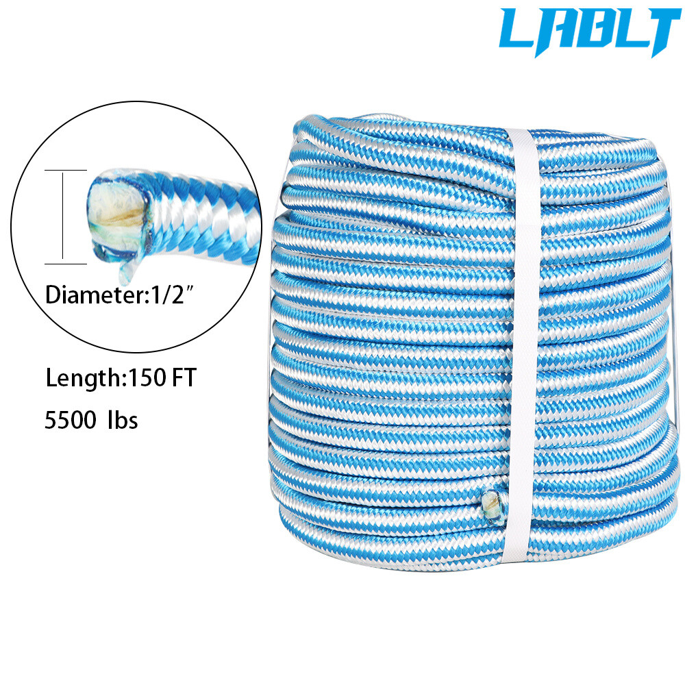 LABLT Braided Polyester Arborist Rigging Rope Garden Strong Pulling 1/2" x 150'