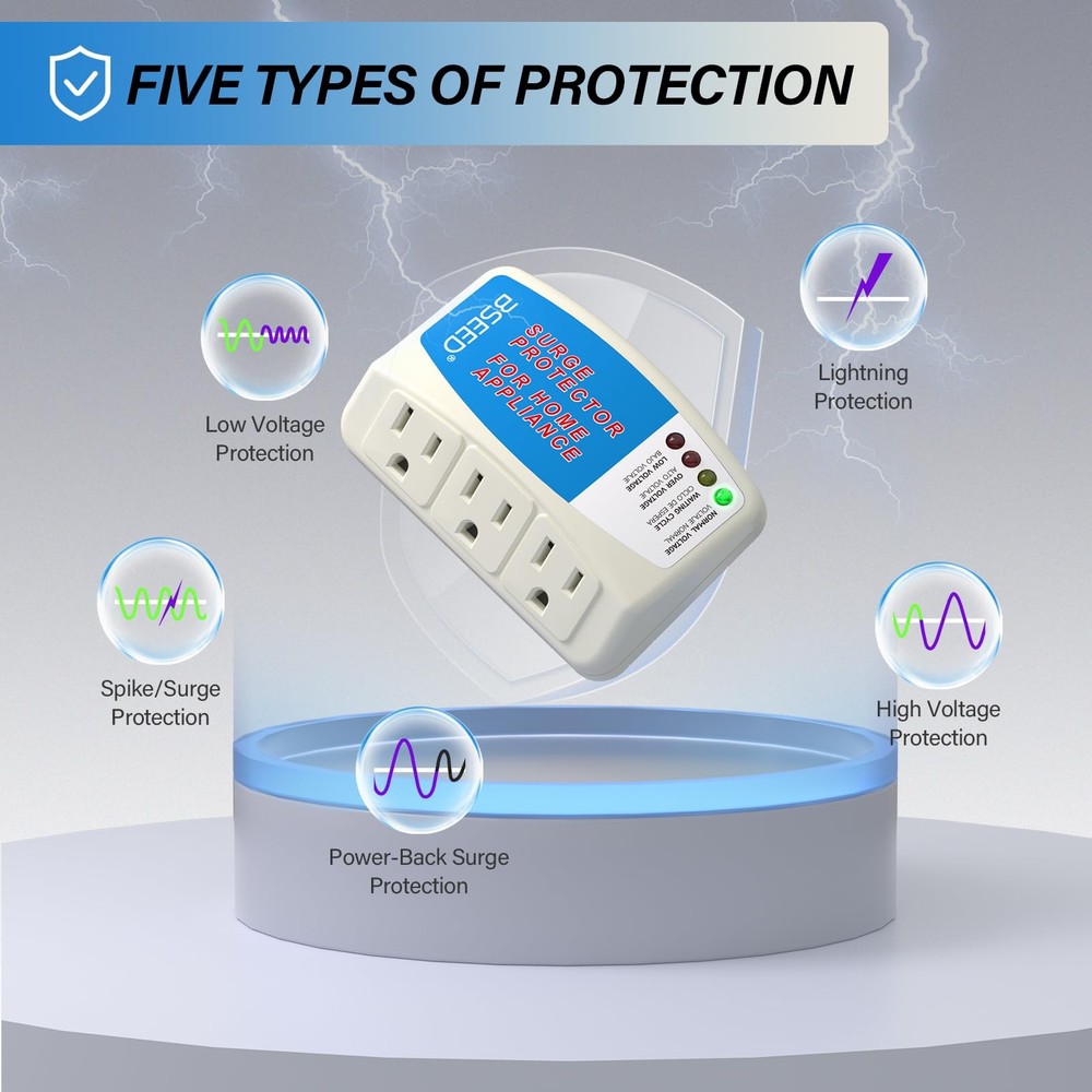 BSEED Voltage Protector, 3 Outlet Plug in Surge Protector 1 PACK, 008 1 PACK