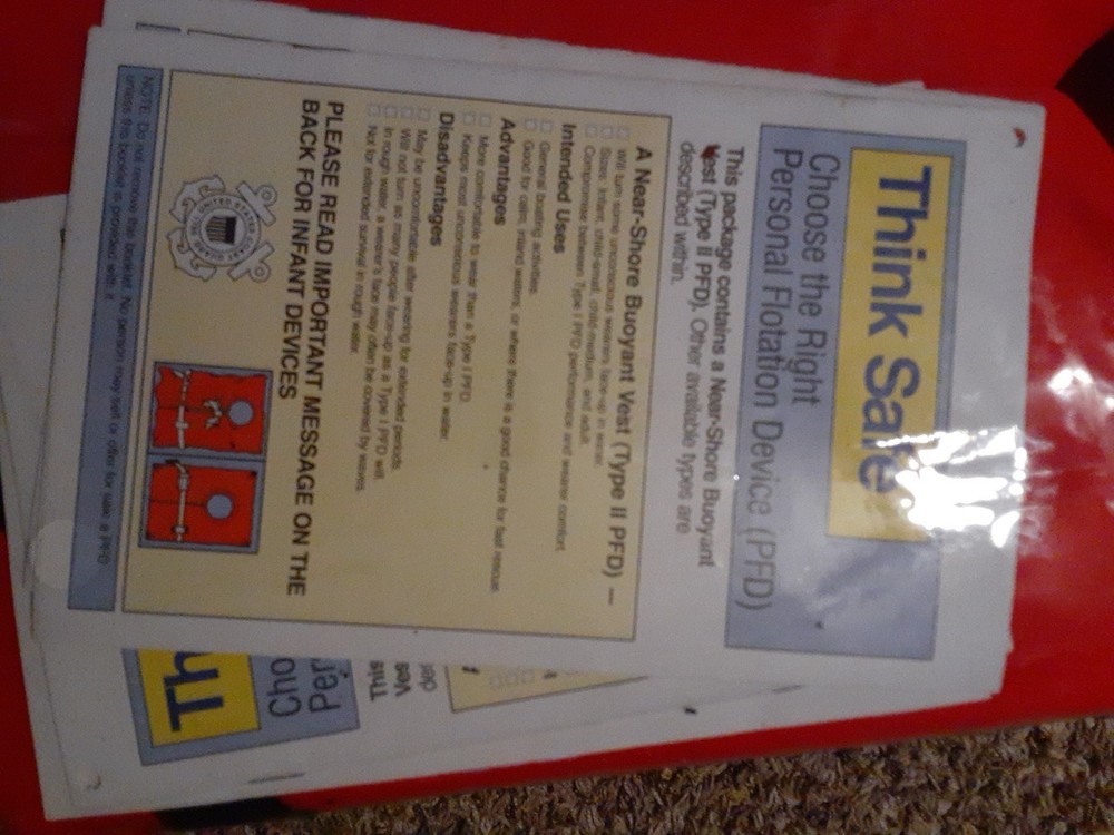4 Used Think Safe PFD Life Vests With Bag