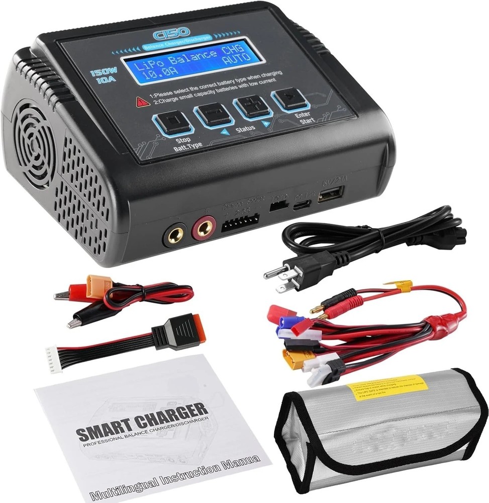 Versatile 150W 10A RC Fast Charger for Multiple Batteries