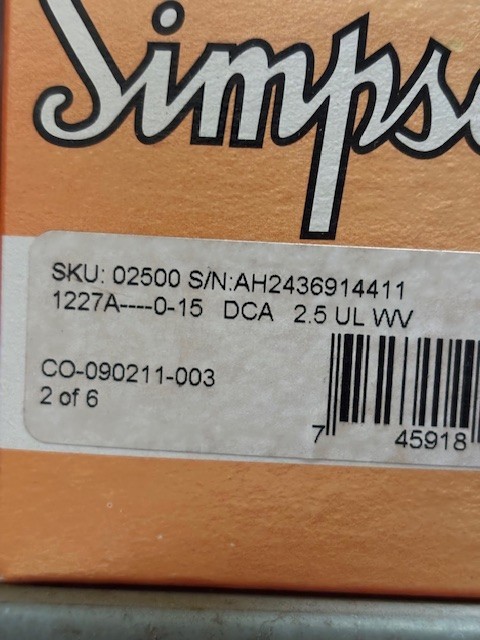 02500 SIMPSON 0-15DCA PANEL METER NEW SURLUS