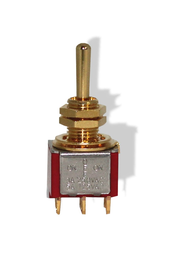 Switch Mini Toggle ON OFF ON Gold 081382GD
