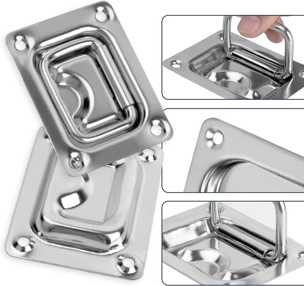 4X Boat Ring Hatch Latch Deck Hatch Handle Flush Mount Lifting Ring Pull Handle