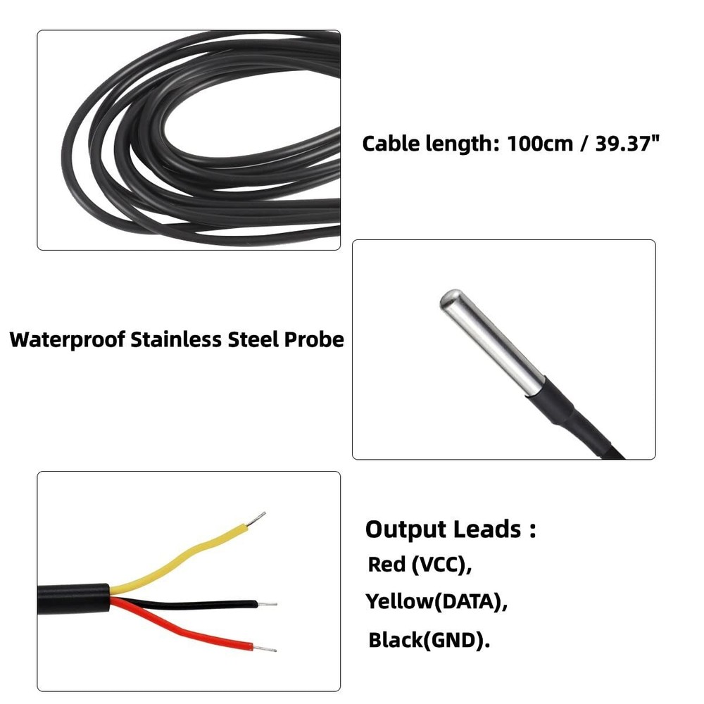 Waterproof DS18B20 Temperature Sensor Digital Temperature Thermal Cable Tempe...