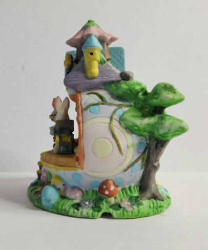 Vintage Easter Egg Porcelain Lighted Dwelling School