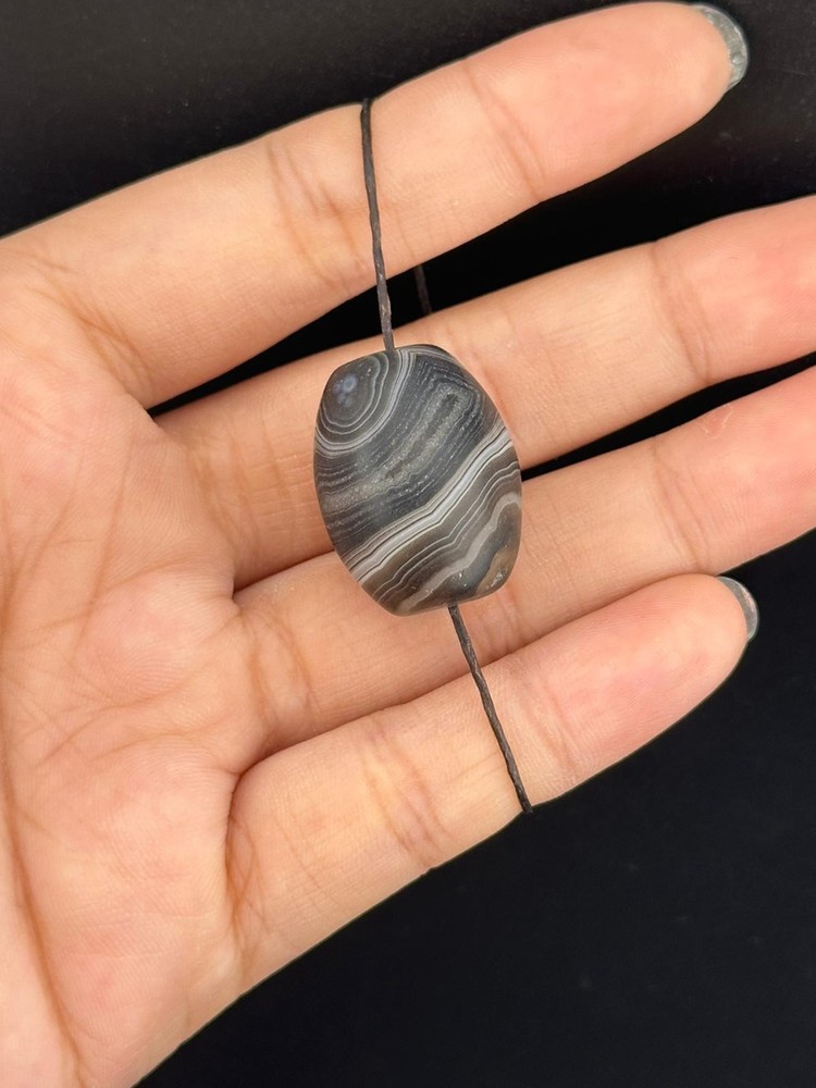Authentic Ancient Large Banded Agate Stone Dzi Bead in Good Condition