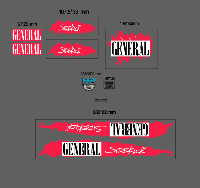 1987 General Sidekick sticker decals