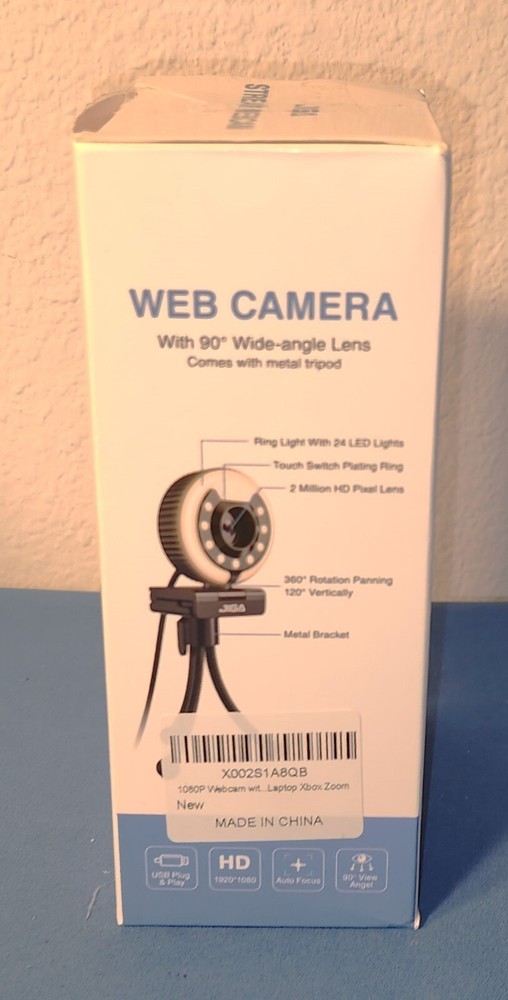 Jiga Stream With Ring Light Full HD1080 Webcam Camera Web USB