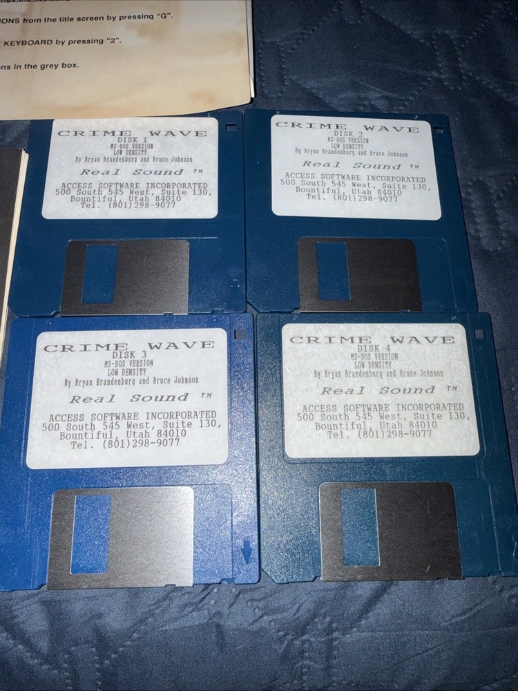 Big Box Software Access Crime Wave MS-DOS 3.5" - Complete IBM MCGA EGA TANDY