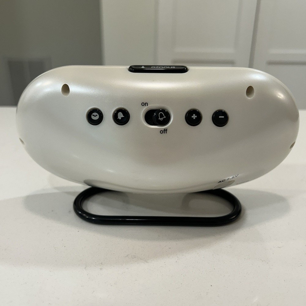 MICHAEL GRAVES DESIGN Postmodern Pearlized White LCD Display Alarm Clock & Date