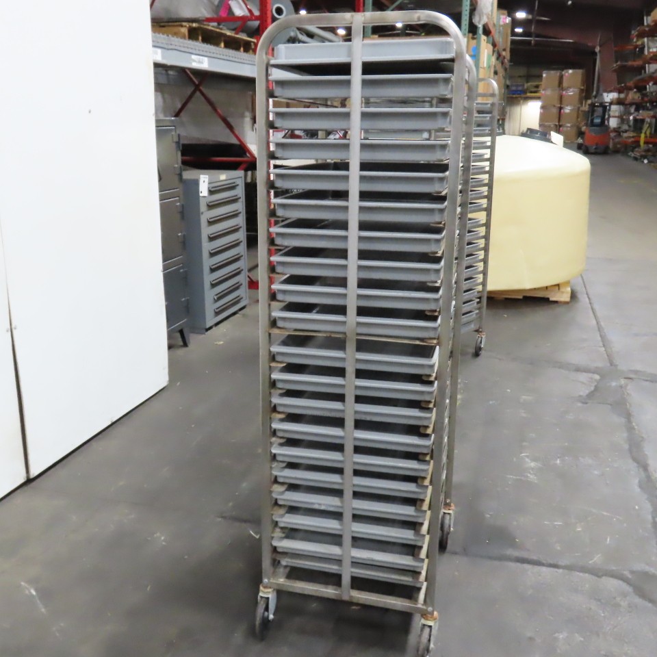 M & E Mfg. Stainless Steel Single End Load Nesting Baking Rack 20 Pan Capacity