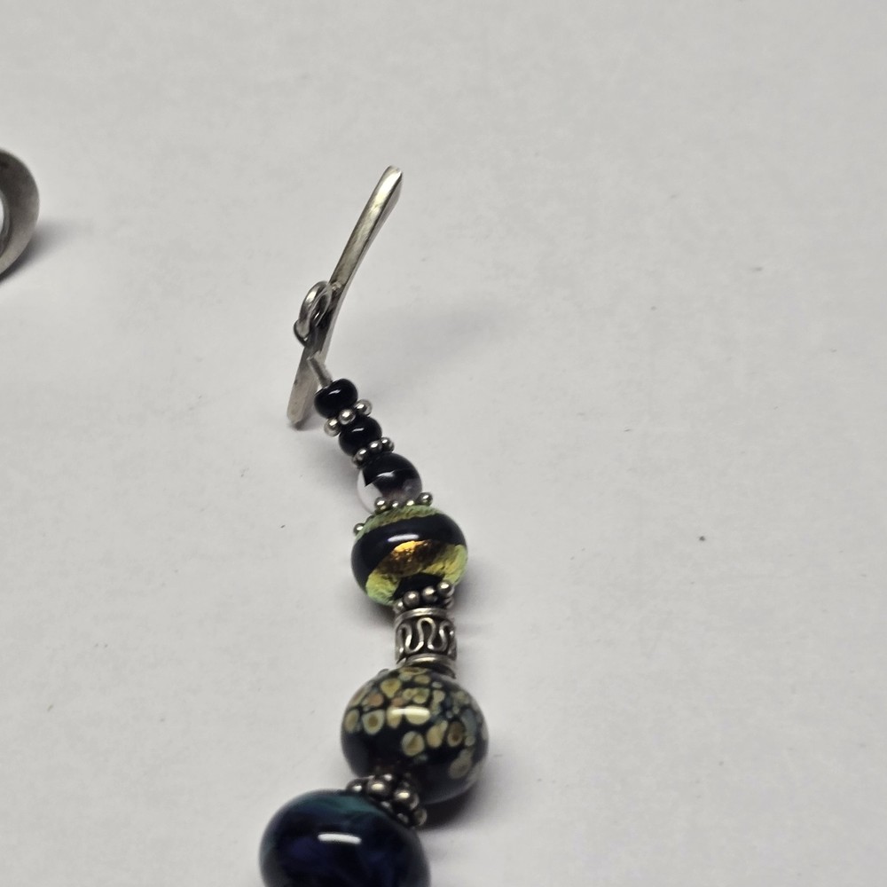 Multi Color Stone & Sterling Silver Beaded Bracelet 7"