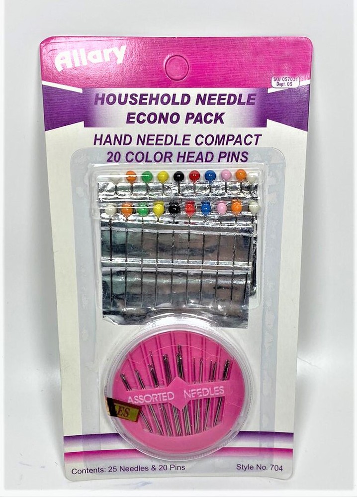 Allary Hand Needle Compact Assorted Needles, 20 color Headpins