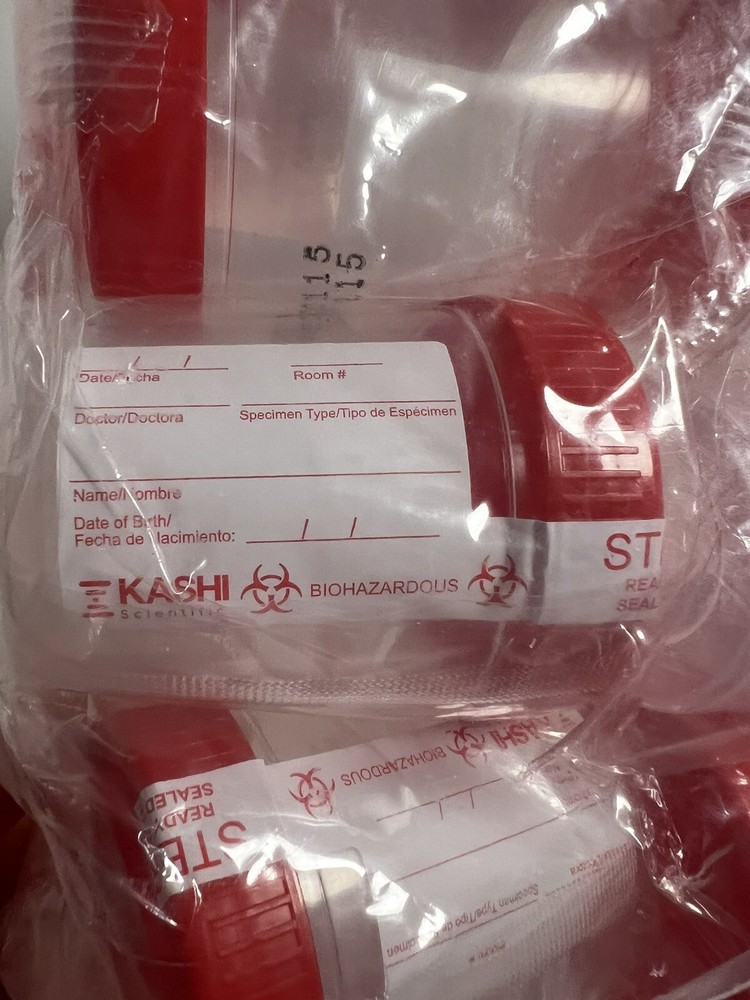 New-KASHI 100mL Tamper Evident Specimen Collection Cup.