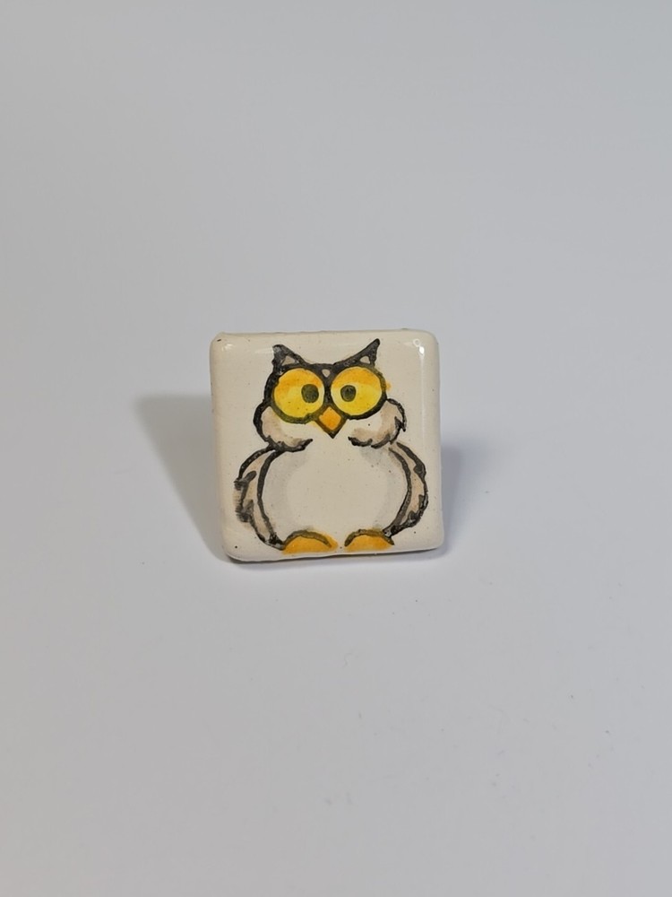 Cartoon Owl Lapel Pin Small Ceramic Tile
