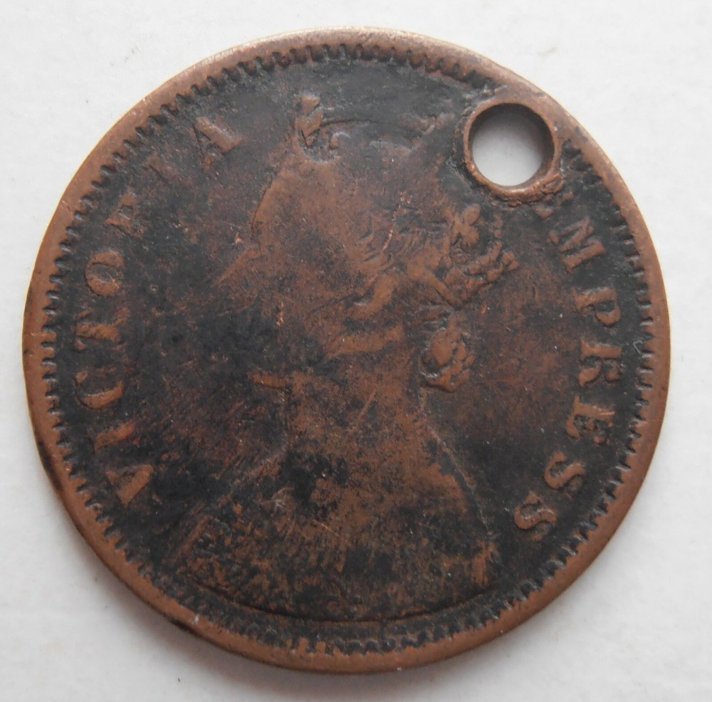 INDIA 1/2 PICE 1894 HOLED