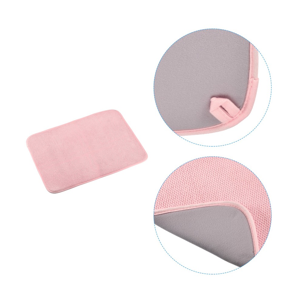Microfiber Dish Drying Mat Kitchen Sink Drainer Tea Towel-Pink Red