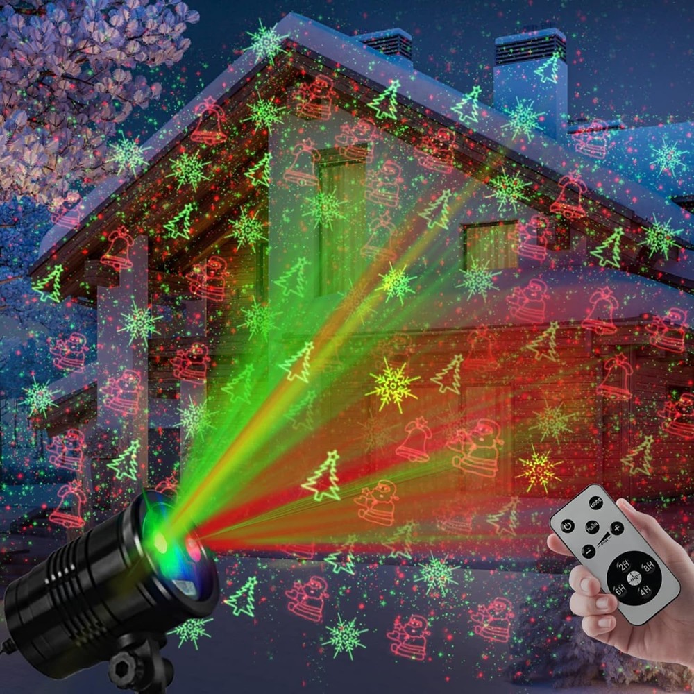 Weatherproof LED Christmas Projector Light - Multicolor Patterns for Festivities