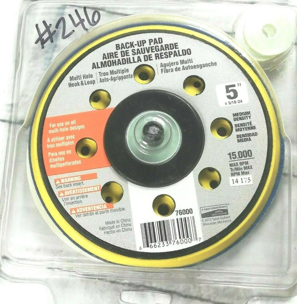 Saint Gobain 76000 Backup 5" Sanding Pad Medium Density Multi-Hole Hook & Loop