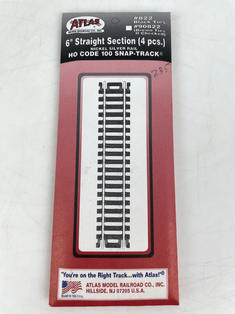 Atlas HO Scale Code 100 6" Straight 4-Pack Model Train Track #822