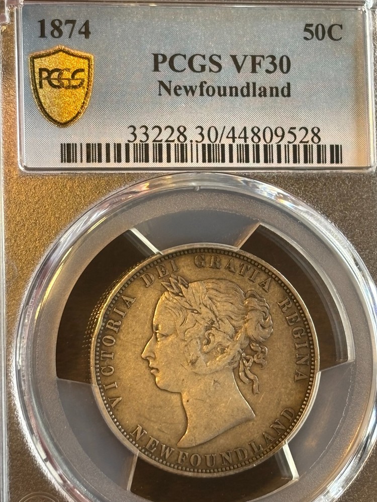 Newfoundland 50 Cent 1874 PCGS Graded VF30