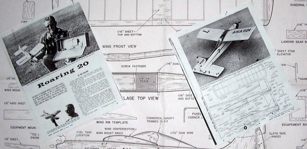 Rare ROARING 20 PLAN + CONSTRUCTION ARTICLE forTake-Along RC Article Model Plane