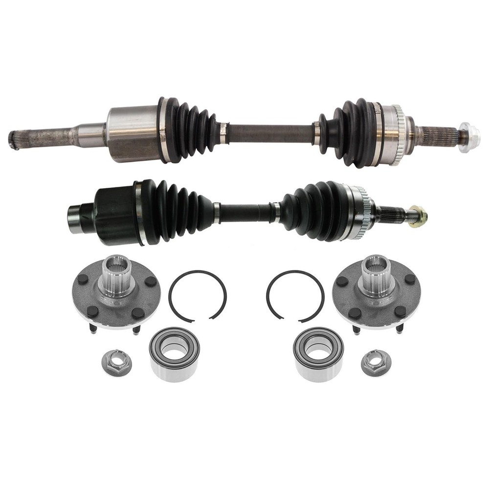 TRQ Front CV Axle Assemblies Front Wheel Hub Bearing Assemblies 4 Piece Compa...