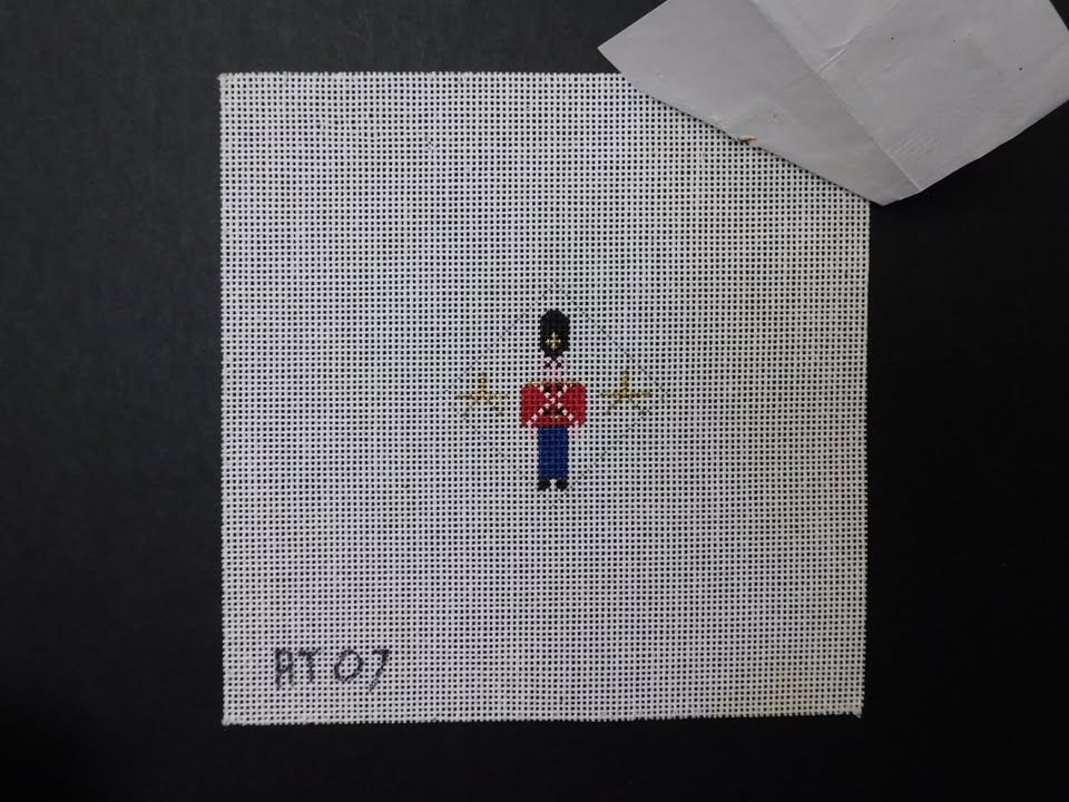 Tiny Nutcracker Ornament by AT (CT29) Stitch Painted Needlepoint