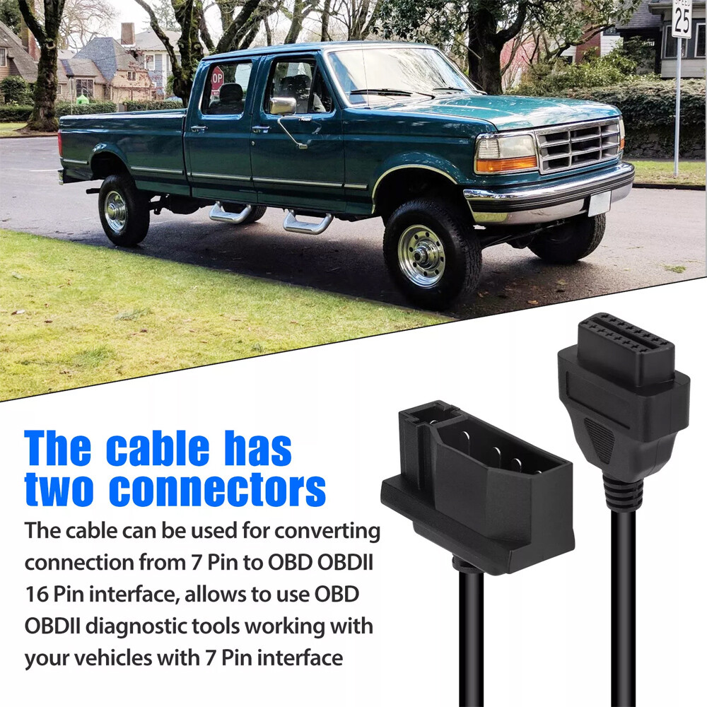 For Ford 7 pin OBD1 to OBD2 Adapter Code Reader Scanner Check Engine Repair Tool