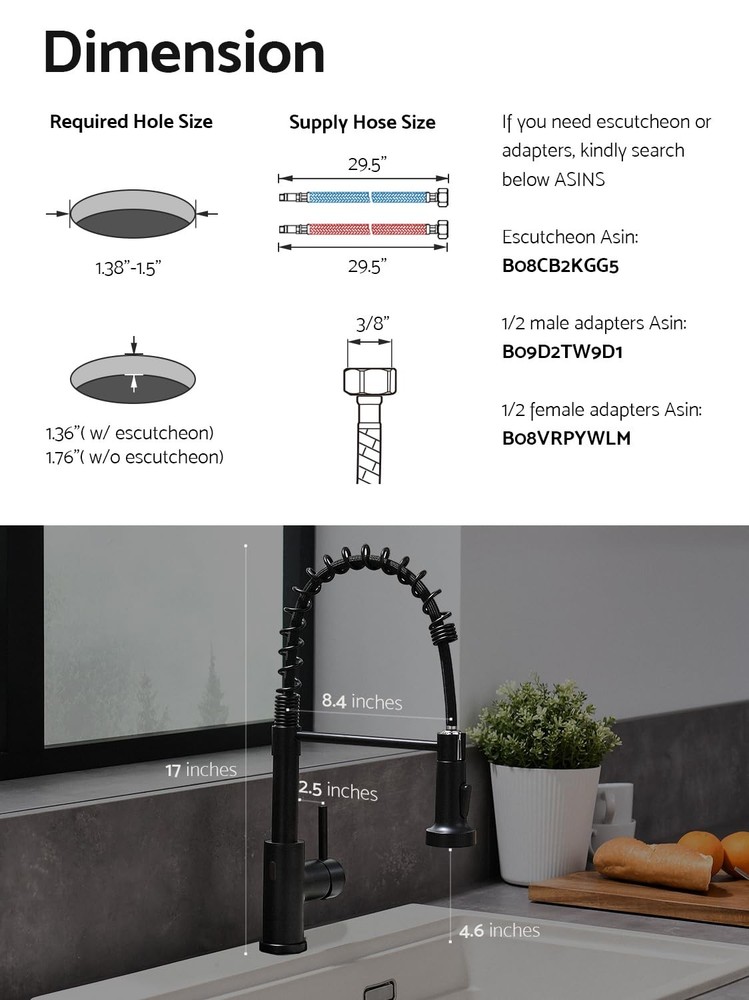 Matte Black Touchless Kitchen Faucet with Pull Down Sprayer - Motion Sensor B...