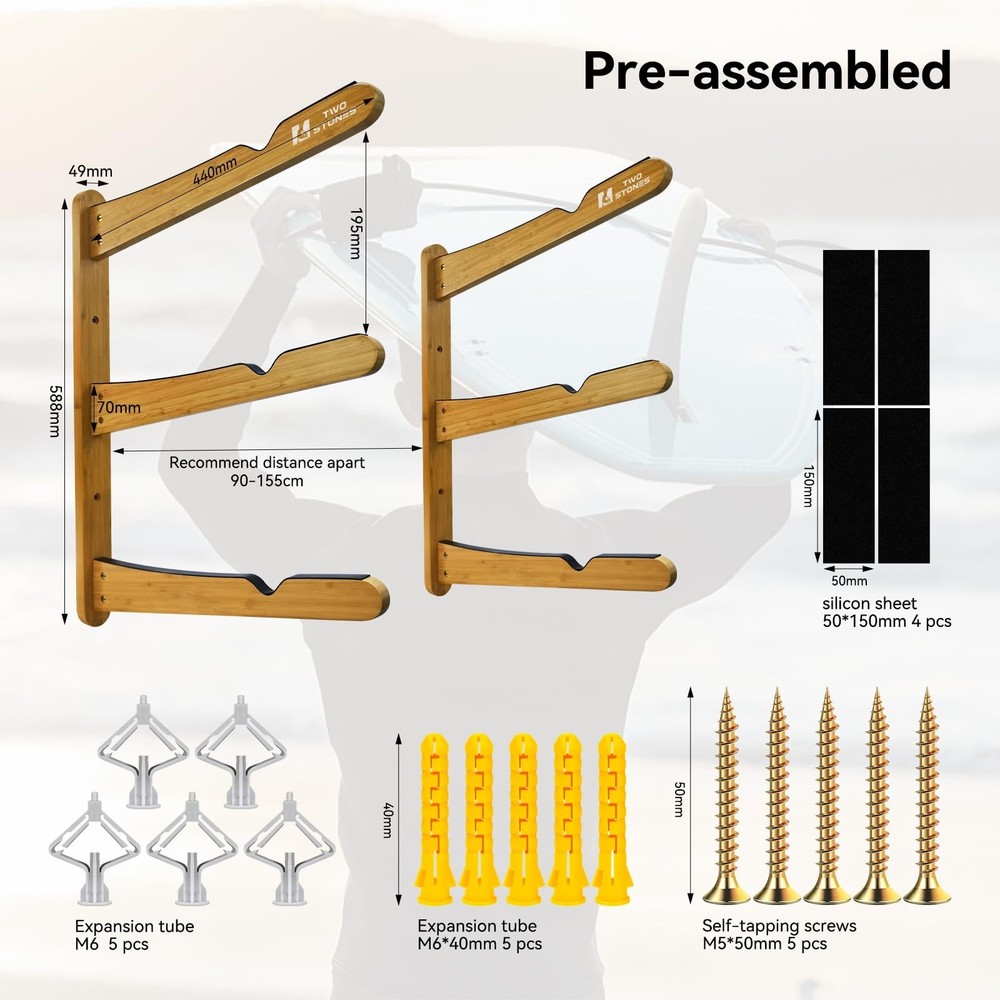 Surfboard Rack for Wall | Surfboard Wall Mount | Surfboard Wall Rack | Paddle...
