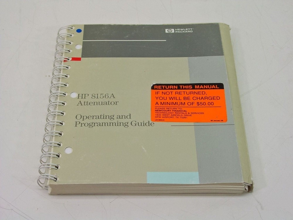 HP 8156A Attenuator Operating & Programming Guide - Softcover Bound